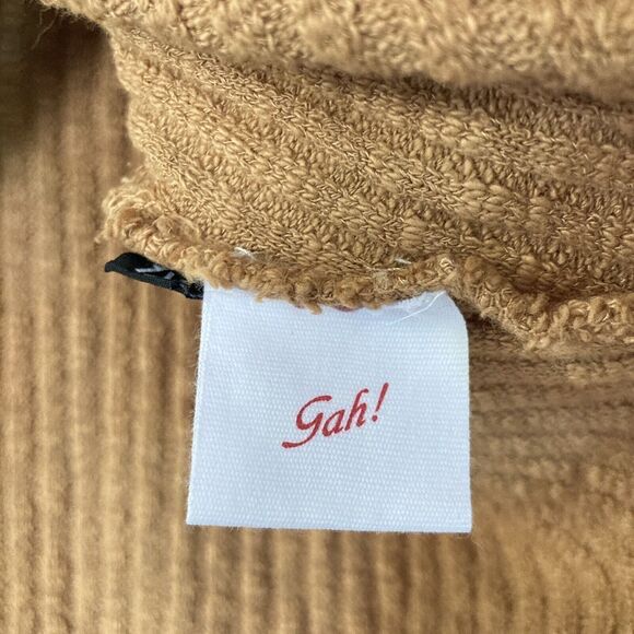 Lisa Says Gah Crop Top XL Caro Twist Front Rib Knit Tan Brown Long Sleeve - Picture 7 of 11